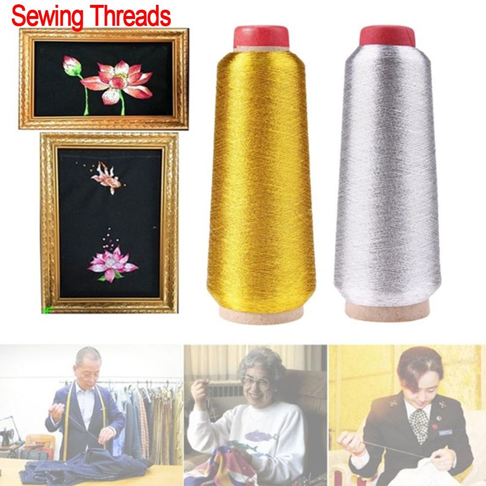 Sewing Thread In Textile - Hilos de bordado dorados/plateados, hilo de