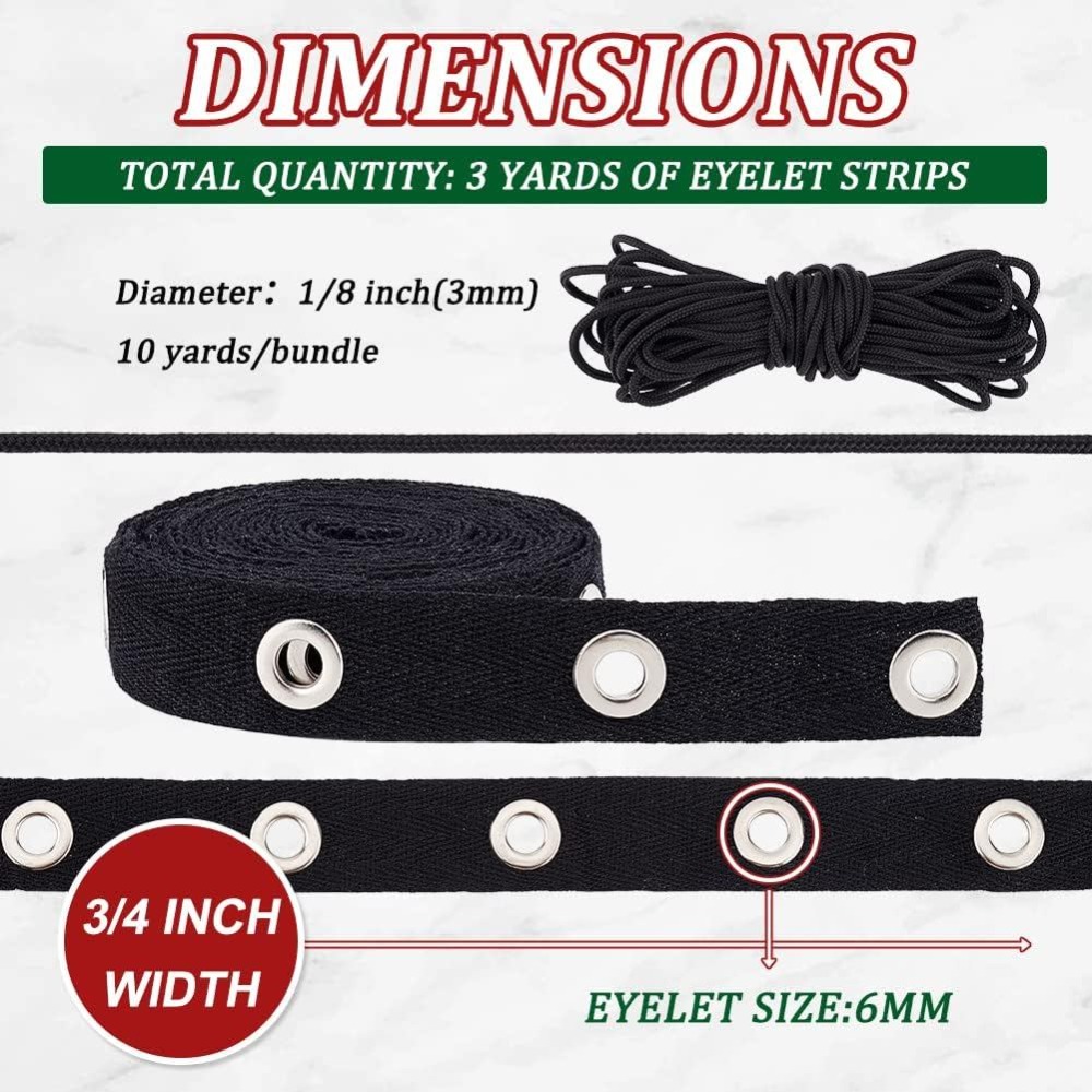 Cinta de ojales negra de 3 yar - Sewing Eyelet Fabric reseña y precio